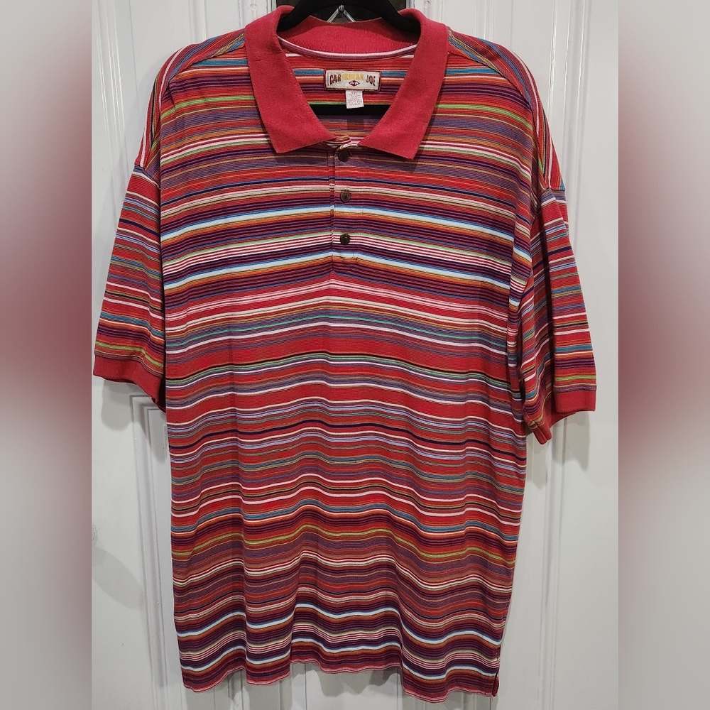 Caribbean Joe colorful striped men's polo shirt size XXL